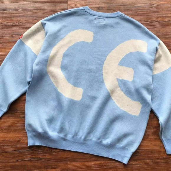 Cavermpt Blue Long Sleeve Smiley Loose Knit Sweater - Picture 9 of 15